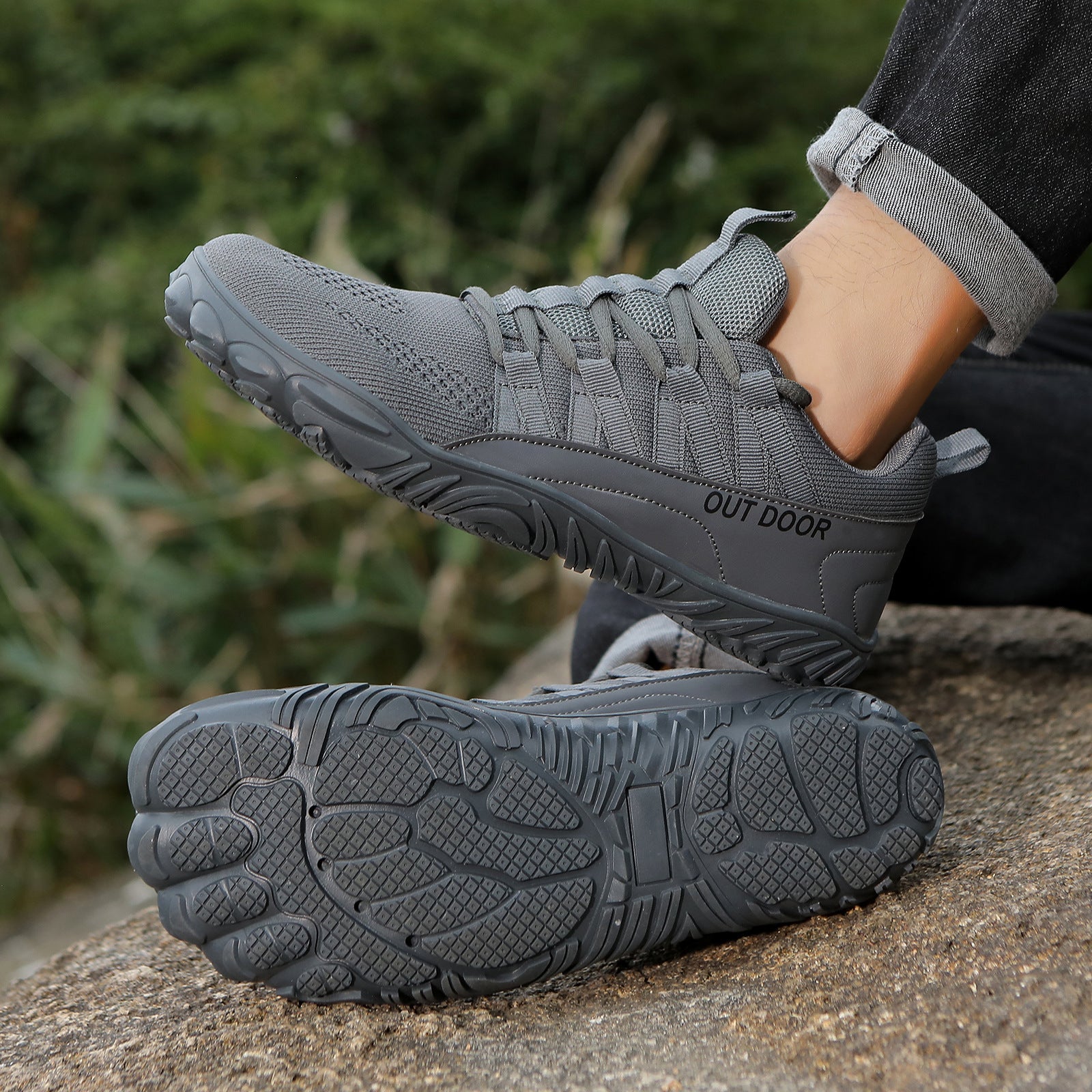 Five-Finger Wide-Toe Hiking Shoes Hiking Shoes Flying Woven Shoes Casual Sports Men's Shoes Non-Slip Walking Shoes Cycling Shoes Outdoor Shoes